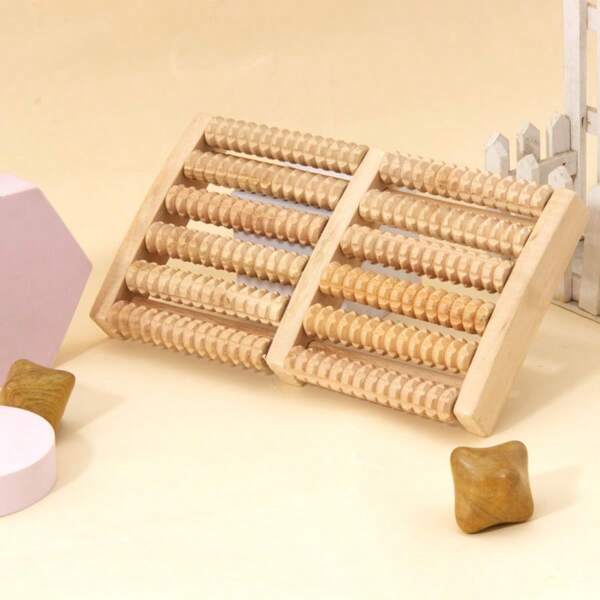 1 roue de massage multifonctionnelle en bois pour les pieds, appareil de massage domestique