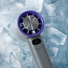 1pc Portable Handheld Ice Cooled Desk Fan, 120-Level Adjustable Turbo Mini Fan With 3000mAh Rechargeable Battery, LCD Display, 9000RPM High Airflow Quiet Cooling For Travel/Camping/Outdoor, Gift For Women & Men