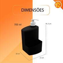 Liquid Detergent Dispenser With Sponge Holder - Black - View 2