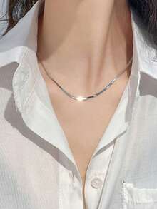 1pc Women's Fashionable Versatile Casual Simple Clavicle Chain - Silver - View 5