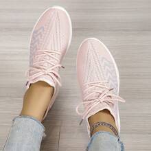 احذية رياضية جديدة صيفية للنساء، من الشبك، كاجوال، أنيقة، خفيفة الوزن، مانعة للانزلاق، حذاء رياضي للزوجين - وردي - مشاهدة 4