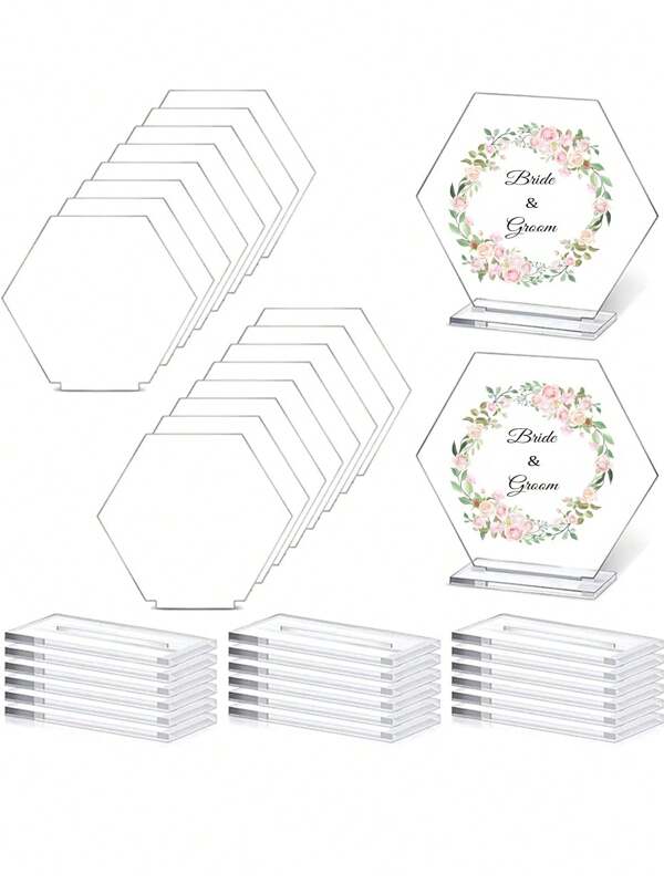10Pcs Acrylic Transparent Wedding Table Cards,Hexagonal Place Cards,Wedding Table Card Sign,Wedding Guest Seat Cards,Elegant Table Ornament,Party Table Centerpiece,Wedding Party Decoration Supplies,Wedding Banquet Supplies,Bridal Shower Favors,Bridal Engagement Supplies,Birthday Party Decor,Holiday Party Supplies