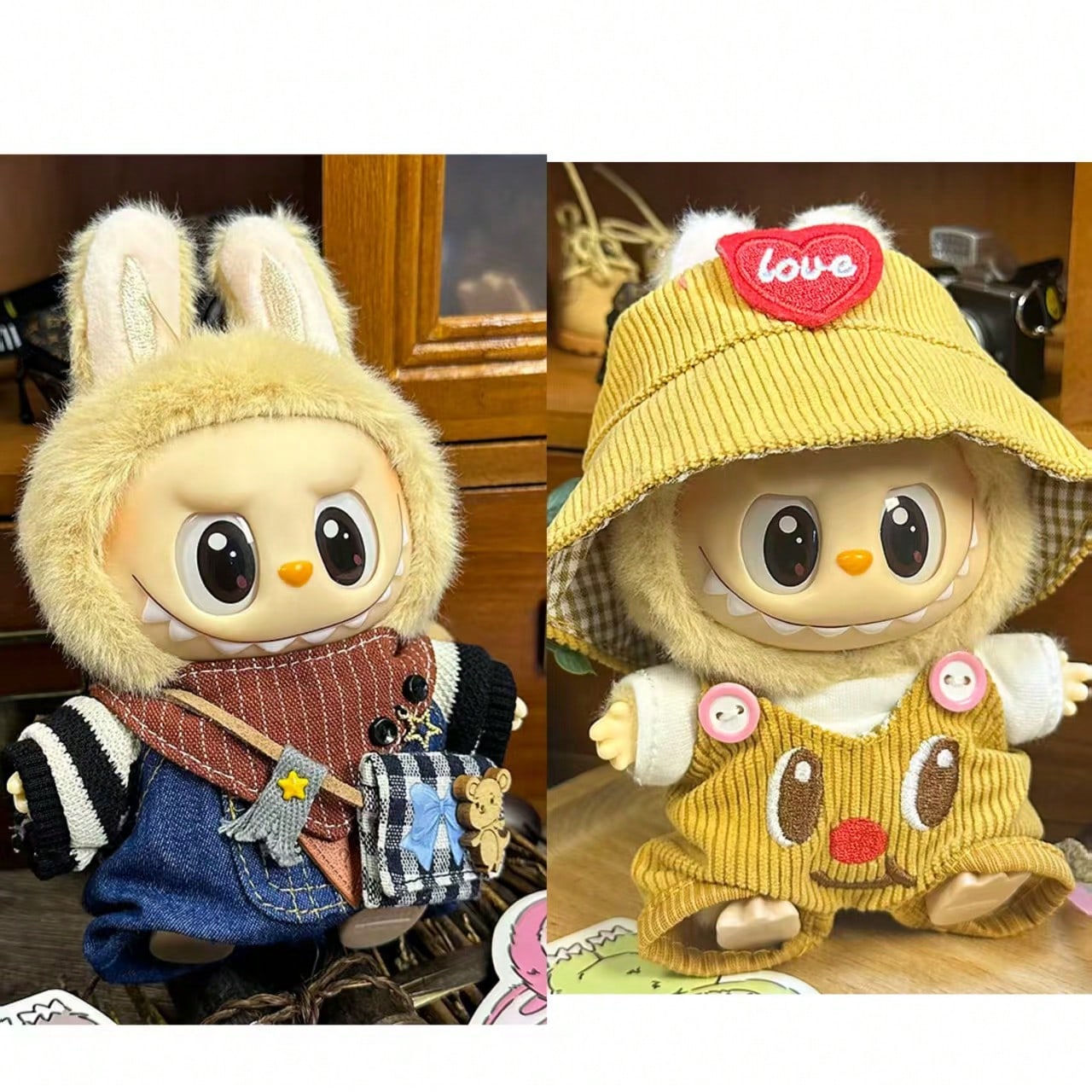 For 17cm Labubu Doll Clothes Outfit Accessories Macaron