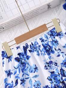 女童夏季休闲花卉印花A字裙