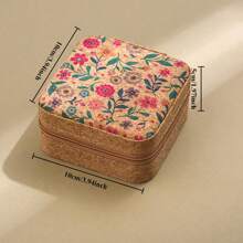 1 Mini Retro Printed Jewelry Box Earring, Ring, Necklace, Travel Storage Box, Jewelry Earring, Elegant Style Printed Jewelry Box,New Original High-Grade Cork Jewelry Box,. Portable Travel Earrings, Rings, Necklace Storage Box, Vintage Pattern Jewelry Box, Square Jewelry Box Summer For Women Storage Organizer Gift Wedding