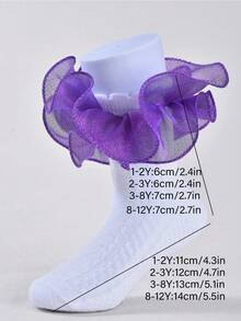 1/6 Pairs Toddler Girls Ruffle Trim Fashion Style Socks - Multicolor - View 10