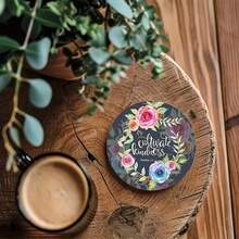 6 件套励志木制杯垫 - 圣经诗句、信仰和精神图案，适合咖啡、茶、饮料 - 非常适合家居装饰、乔迁礼物 - 彩色 - 查看 3