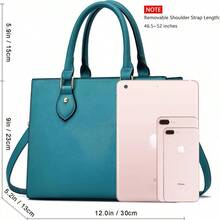 CHICAROUSAL Crossbody Purses And Handbags Women PU Leather Tote Top Handle Satchel Shoulder Bags - Blue Green - 查看 6