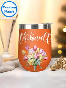Personaliza esta 1 pieza de termo de acero inoxidable de 12 onzas con botella de agua deportiva con cualquier texto personalizado, nombre/iniciales para hacer un regalo perfecto. Ideal para una despedida de soltera, fiesta de cumpleaños o cualquier evento. - Multicolor - Ver 3