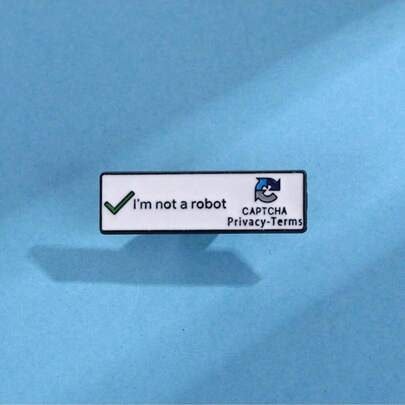 我不是机器人珐琅胸针 定制金属装饰胸针 饰品 翻领徽章 包包徽章 珠宝礼物 圣诞节