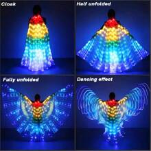 LED Light-Up Multicolor Wings And Cape (1 Piece) - Stage & Party Accessories With Colorful Glow - Multiple Colors Available - Battery-Powered - Ideal For Festivals, Weddings & Celebrations