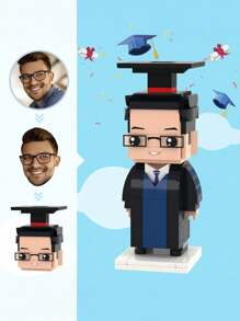 1pc Custom Brick Figure, Personalized Graduation Gifts Brick Figures, Class Of 2025 Memorabilia, Custom Head Brick Figures Personalized Bachelor Of Arts Uniform Brick Figures