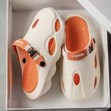 Men's Anti-Slip Beach Sandals, Outdoor Thick Bottom Clogs, Bubble Slippers With Toe Cover, Slip-On Slouchy Shoes For Students - Rice Orange - View 1