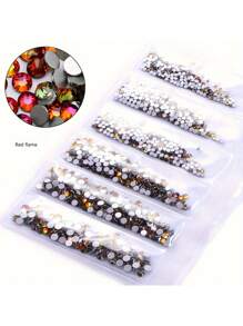 1728 Pcs Flat Back Crystal Glass Nail Art Rhinestones. 4#-12# 6 Sizes Mix DIY Decorations For Nails, Clothes, Bags, Hair Accessories, Cars, Beddings, Pendants, Etc. Suitable For Teenage Girls, Women Nail Art, Eye Makeup, Face Stickers, Jewelry Decoration Flat Back Rhinestones. 6 Bags Of Crystal Glass Flat Back Rhinestones. Nail Charms Nail Gems Nail Supplies
