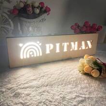 1pc Personalized Wooden LED Lamp, Custom Name Engraved, USB Powered, Selectable Small Icons, Suitable For Bedroom, Living Room, Great Gift For Children's Day, Birthday, Independence Day, Christmas, Mother's Day, Anniversary Back To School