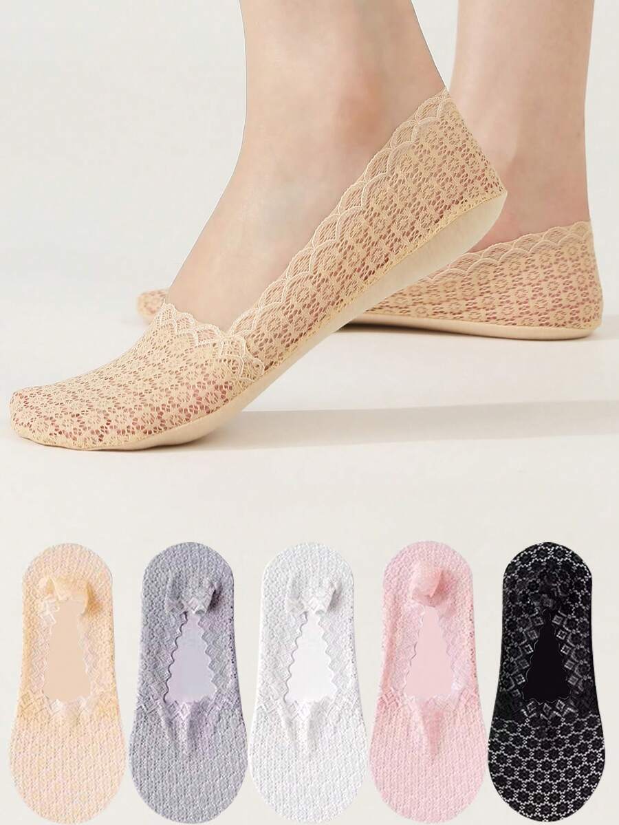 New Women Socks Slippers Non-Slip Breathable Cute Lace Invisible Socks Non-Slip Cool Thin Socks Fashion Black Boat Socks Christmas Gift - Mouldless - View 1