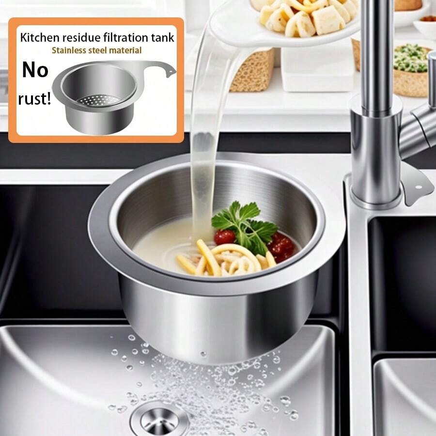 1pc Stainless Steel Swan Shaped Sink Strainer, Kitchen Hanging Drain Rack With Dry Wet Separation, Garbage Filter Basket