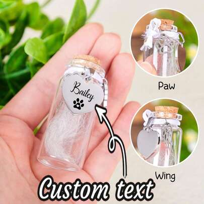 1pc Personalized Pet Fur Keepsake Glass Pet Memorial Jar Dog Remembrance Rainbow Bridge Gift Fur Urn Memorial Ornamental,Engraved,Stainless,Sequins Stylish,Fashion,Colorful,Vintage,Cute,Contracted,Cuties Custom,Unique,Customized,Personalized Ideal Gifts For Him,Ideal Gifts For Her Pet,Her,Family,Friends,Pet Lovers For Anniversaries,For Birthdays