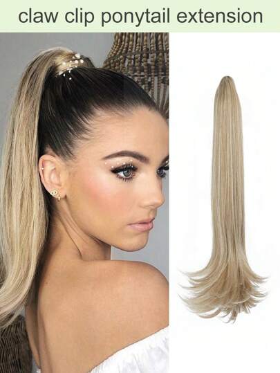 Extensão De Rabo De Cavalo Com Presilha 20 Polegadas Extensões De Cabelo Cacheado Para Rabo De Cavalo Para Mulheres E Meninas Extensões De Cabelo De Fibra Sintética De Alta Resistência Ao Calor Para Uso Diário (loira)