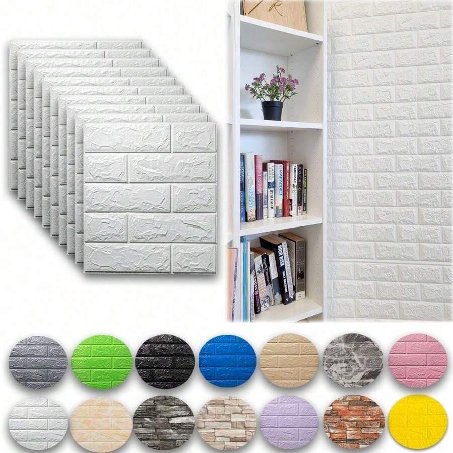 5 件/10 件 3D 防水自粘墙贴、泡沫壁纸、仿砖墙贴、软装饰墙板、卧室客厅儿童房背景贴花、防撞、防潮瓷砖贴纸房间装饰家居装饰墙面装饰浴室装饰卧室装饰房间装饰用品客厅装饰房屋装饰家居装饰客厅墙纸墙艺术壁纸