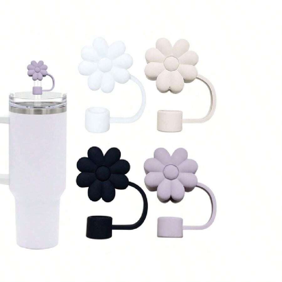 Ống hút hoa bằng rơm, phù hợp cho cốc 30oz và 40oz, nắp ống hút silicone, có thể tái sử dụng, bảo vệ đầu ống hút, phù hợp cho ống hút 10mm (0.4 inch), đồ dùng học tập - Nhiều màu - Xem 1