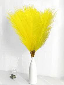 10支人造芦苇草波西米亚风装饰仿真蒲苇草，高挑蓬松的假花，可用于花瓶填充，农舍家居厨房波西米亚风装饰，房间装饰，婚礼派对装饰（黄色），秋季装饰，人造植物 - 黃色 - 查看 3