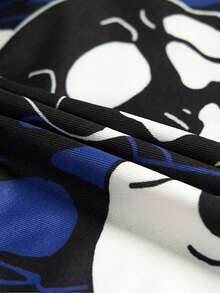 Men's Fashion Skull Print Boxer Briefs - Blue and White - View 5