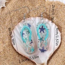 Ozean-Stil Acryl Pantoffel Design Tropfen Ohrringe, passend zu täglichen Outfits, Party-Accessoires, perfekter Schmuck für den Sommerurlaub