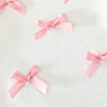 Parte superior de manga corta con aplicación floral de color contrastante de unicolor, minimalista de primavera/verano para niñas - Blanco - Ver 6