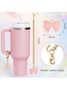 Kompatibel mit Cup-Zubehör – 3 Stücke 10-mm-Strohhalmaufsätze mit Schleife, kompatibel mit der Strohhalm-Abdeckkappe des Cups, 2 Stücke weiße Schleifenanhänger für 30- und 40-oz-Becher mit Griff, mehrere Farbkombinationen erhältlich