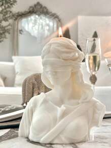 1PC Greek Roman Goddess Of Justice Candle Mold DIY Blinded Girl Bust Gypsum Mould Home Decoration Ornament Epoxy Resin Mold Handicraft Making Casting Molds