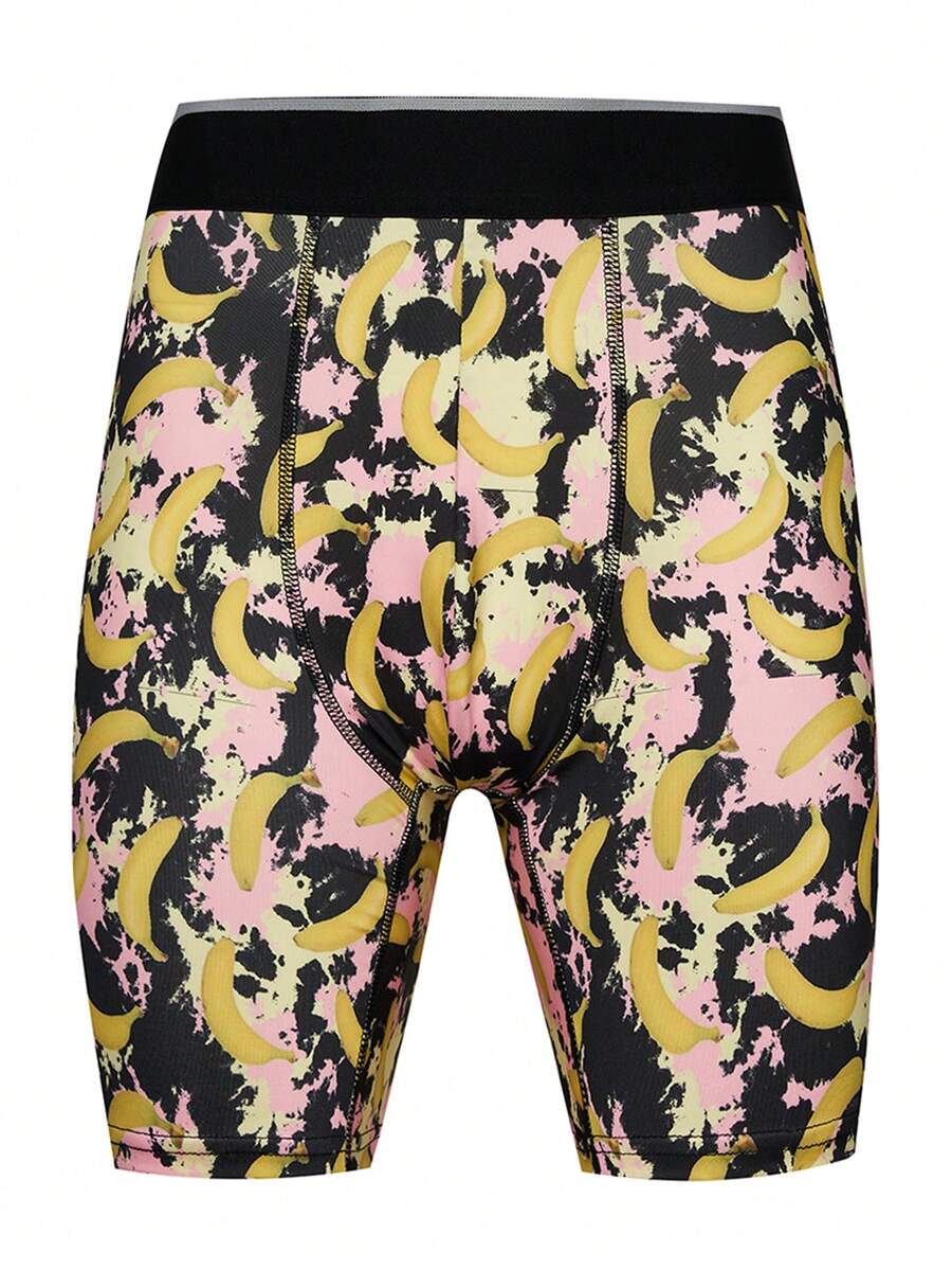 Men's Camo Print Elastic Waist Boxer Briefs - Black - View 1