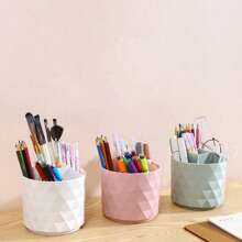 Rotatable Makeup Brush Holder Storage Bin, Vanity Organizer For Eyebrow Pencils, Lipsticks, Pen Cup Round Shape For Desk, Student Dormitory