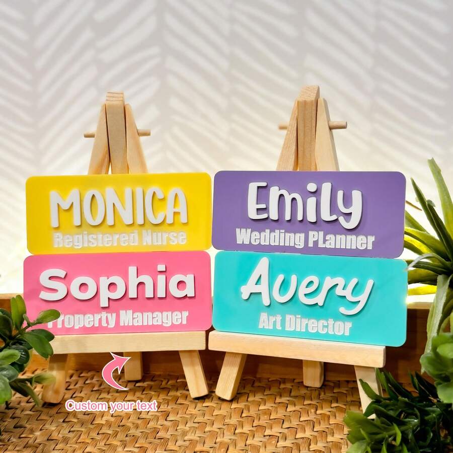 1pc Custom Acrylic Name Tag - Magnetic Name Badge For Teachers And Nurses, Personalized Cute Colorful Work Badge,Custom Business Name Tag,Custom Company Name Tag.