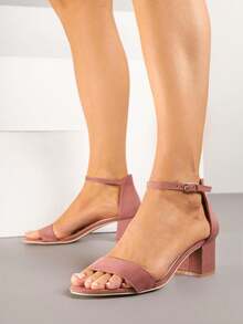 Vices Women's Chunky Heel Sandals In A Classic Style, One-Strap, Covered-Back, Versatile - Pink - View 1