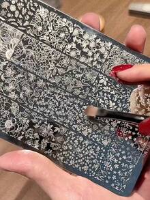 1 Pc Mail Art Printing Plate, Retro Style Pattern, Butterfly Flower French Various Nail Printing Templates, Nail Art Accessories Tools, Nail Salon Must Use