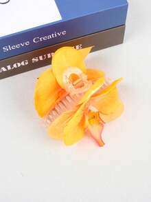 1pc Colorful Artificial Orchid Hair Clip, Elegant & Versatile Fashion Accessory For Women, Suitable For Everyday Wear, Beach, Party, Wedding,Hair Accessories,Hair Claw,Claw Clips,Hair Clutch,Hair Jaw Clip - Multicolor - View 3