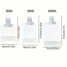 10pcs Leakproof Refillable Squeeze Pouches For Lotion & Shampoo - Travel-Friendly Cosmetic Containers In 30/50/100ml Sizes - Clear - View 12