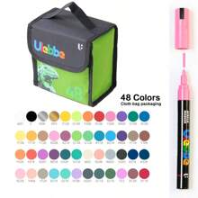 1pc Acrylic Marker Pen, 120/100/80/60/48/36/24/12 Colors, Valve Tip, Waterproof Layerable Colored Pens, Fade-Resistant, Non-Bleeding, Suitable For Sketching, Art Students, DIY Drawing And Coloring Back To School