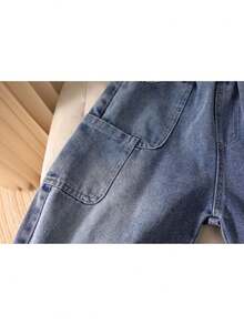 Kids' Loose Fit Straight Leg Denim Jeans, Casual Style For Spring/Autumn