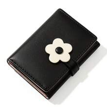 Cartoon Fresh Tri-Fold Wallet, Simple Short Sweet Purse, Cute Little Daisy, Student Wallet, Suitable For Holiday Gift