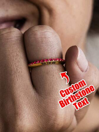 Engravable Eternity Ring: Freely Customize Initials And Birthstone Combinations, A Light Luxury Accessory For Expressing Love To Partners, Gratitude To Parents, Or Friendship With Best Friends. Perfect As A Christmas Surprise, Valentine's Day Token, Or Anniversary Gift-Craft A Unique Keepsake Of Emotional Legacy.