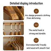 1pc Customized Laser-Engraved Solid Wood Clothes Hanger, Non-Slip, Seamless, Wooden Garment Hanger For Home, Hotel, Clothing Store, Professional Organizer Use