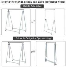 Suitable For Daily Family Use (Such As Drying On The Balcony And Storing In The Bedroom) Extendable Clothing Garment Rack Heavy Duty Foldable Clothes Rack W/Hanging Rod - 1 - View 9