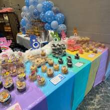 1/5pcs Disposable Plastic Rectangular Tablecloth, Various Colors For Birthday, Shower, Wedding, Ice Cream And Ocean Party Decorations, Birthday Wedding Room Decor - Multicolor - View 7