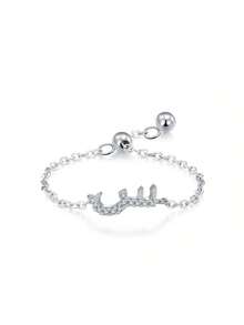 1 Stück 925 Sterling Silber eleganter & einfacher arabischer Buchstaben Ketten-Verstellbarer Ring als Geschenk für Frauen, Hochzeit, Geburtstag, Muttertag - Brief - Übersicht 31