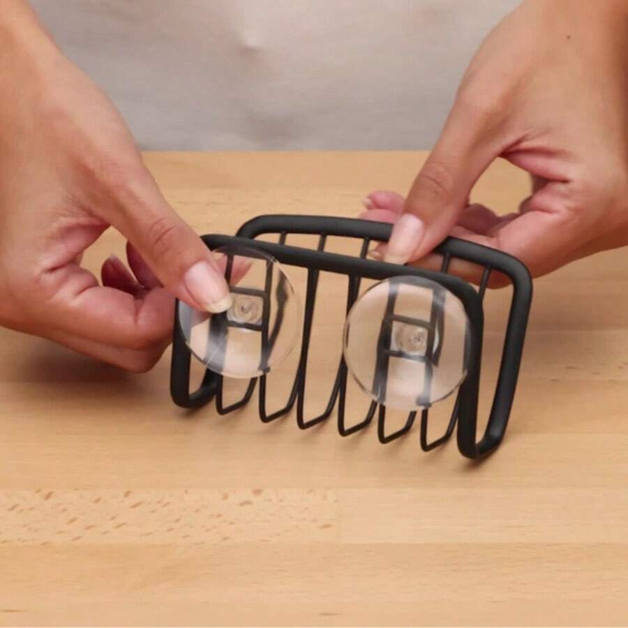 IDesign Axis Suction Cup Sponge Holder, Metal, Black, 4.5 X 2.2 X 2.2 Inch - Black - View 1