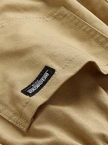 Teenagers' Solid Color Fashion Drawstring Waist Knee Length Shorts - Khaki - View 4