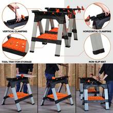 2-Pack Clamping Sawhorses 1200 LBS Load Capacity 30-3/4/12" F Clamps