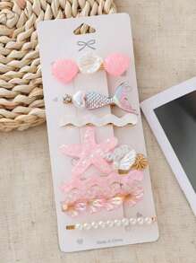 7 Stück elegante minimalistische frische See Ozean Meerjungfrau-Schwanz, Seestern, Muschel, Perle, Kristall Haarclips, geeignet für den täglichen Gebrauch, Schule, Strand, Arbeitsweg, Party, Urlaub, Geburtstagsgeschenk, Rückkehr zur Schule Haarclips, Haarspangen